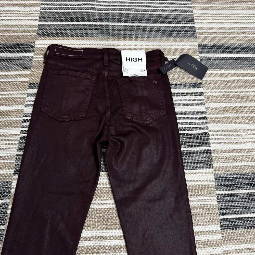 rag‎ & bone Jeans Womens 27 Coated Wine Nina High-Rise Ankle Skinny Made in USA
